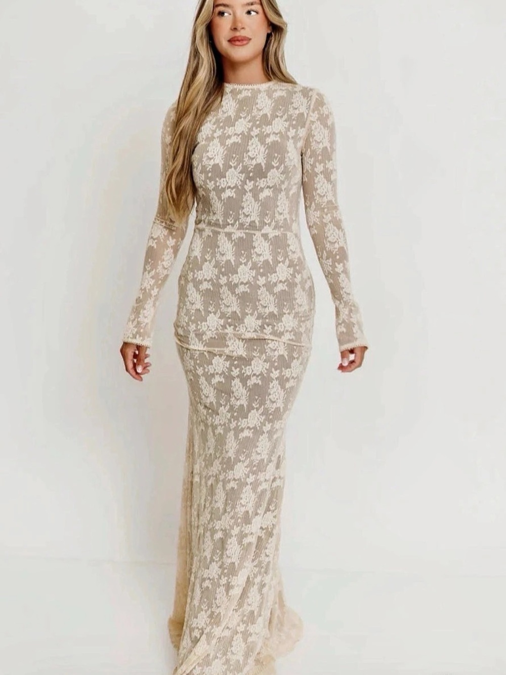 Worth collective Cream Floral Lace Maxi Dress